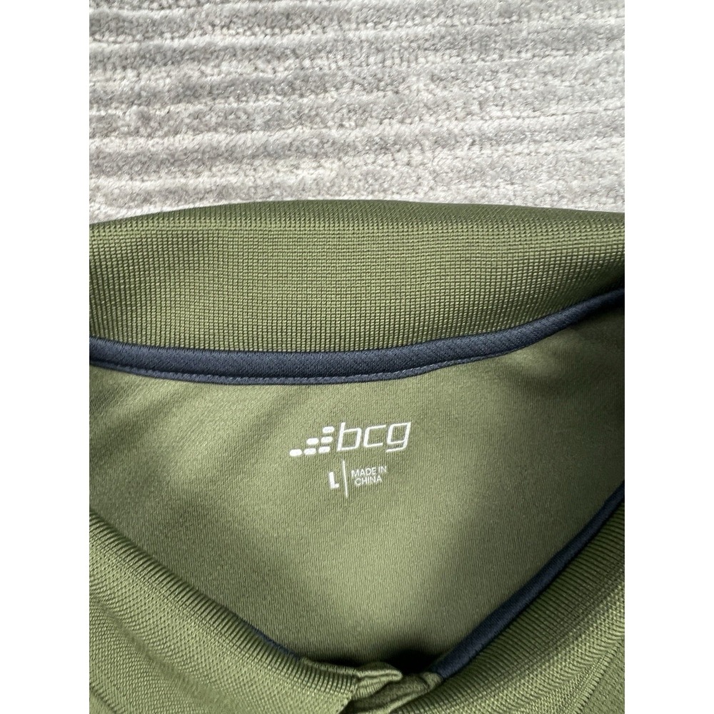 BCG Polo Shirt Mens Large Green Short Sleeve Polyester Athleisure Outdoor Casual - Picture 9 of 12